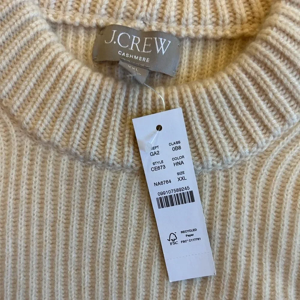J. Crew Ribbed Cashmere Oversized Sweater. Size XXL. NWT.